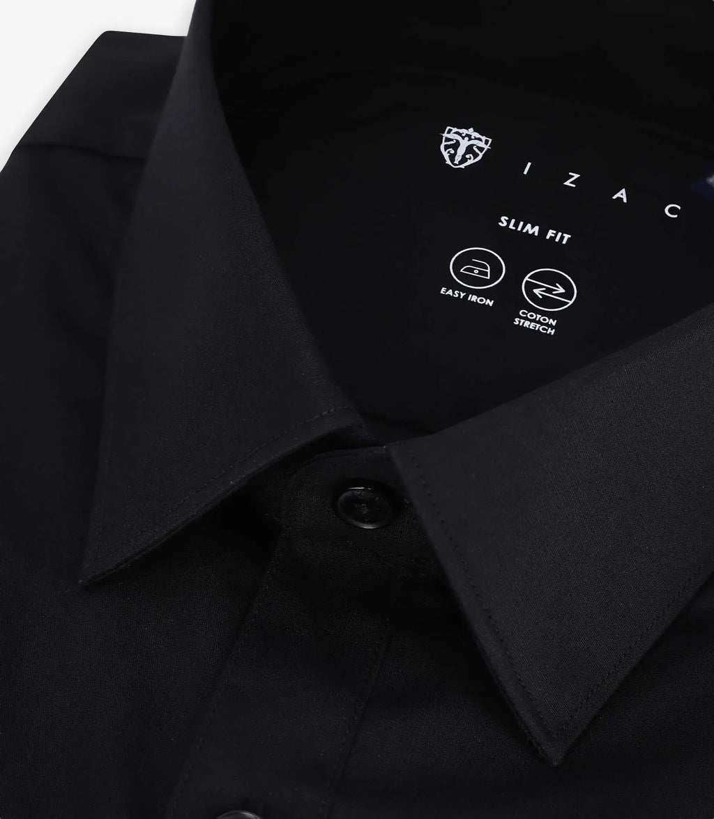 Chemise ville en coton noir - IZAC