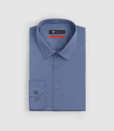 Chemise coton stretch slim bleu vintage "Malte" - IZAC
