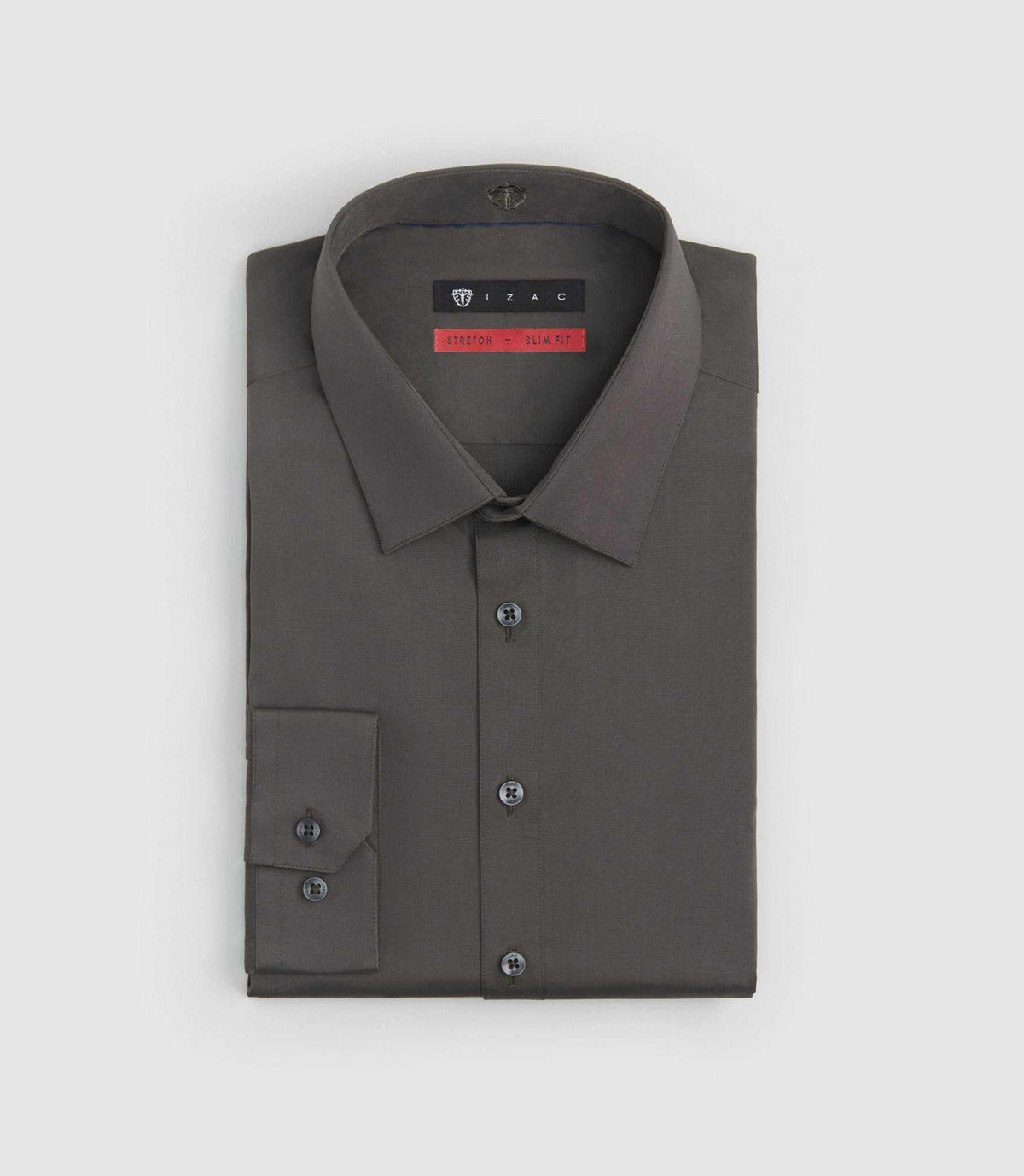 Chemise coton stretch slim kaki - foncé "Malte" - IZAC
