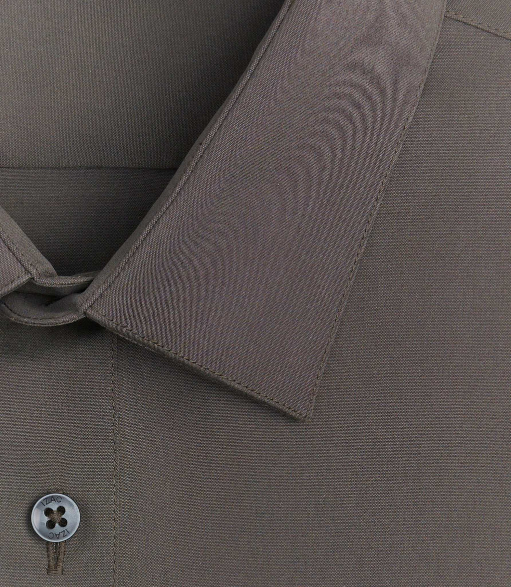 Chemise coton stretch slim kaki - foncé "Malte" - IZAC