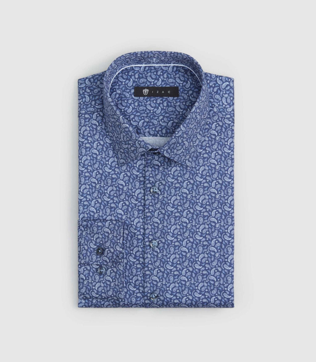 Chemise imprimée cachemire marine "Sancerre" - IZAC