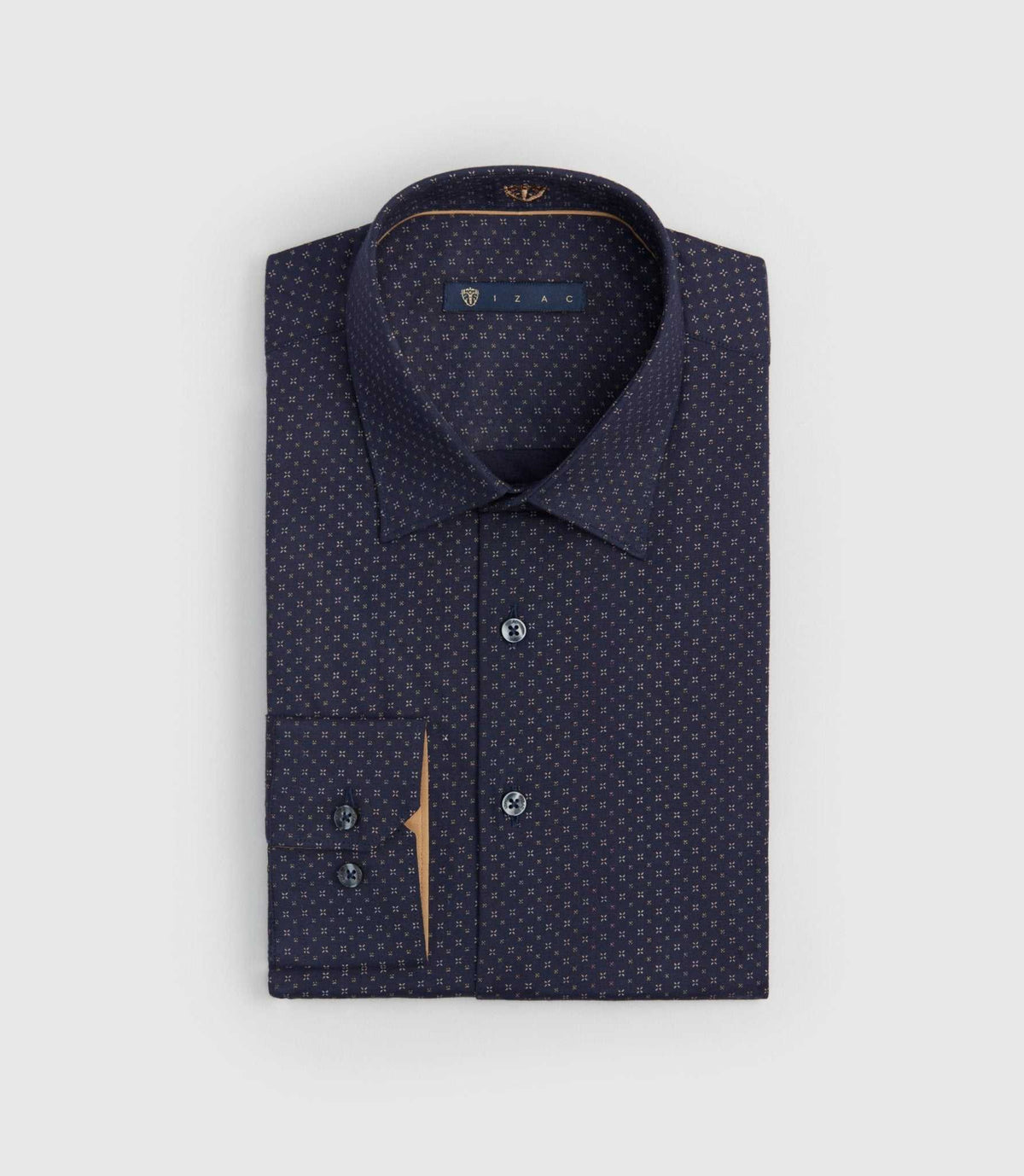 Chemise imprimée micro motif marine "Serrure" - IZAC