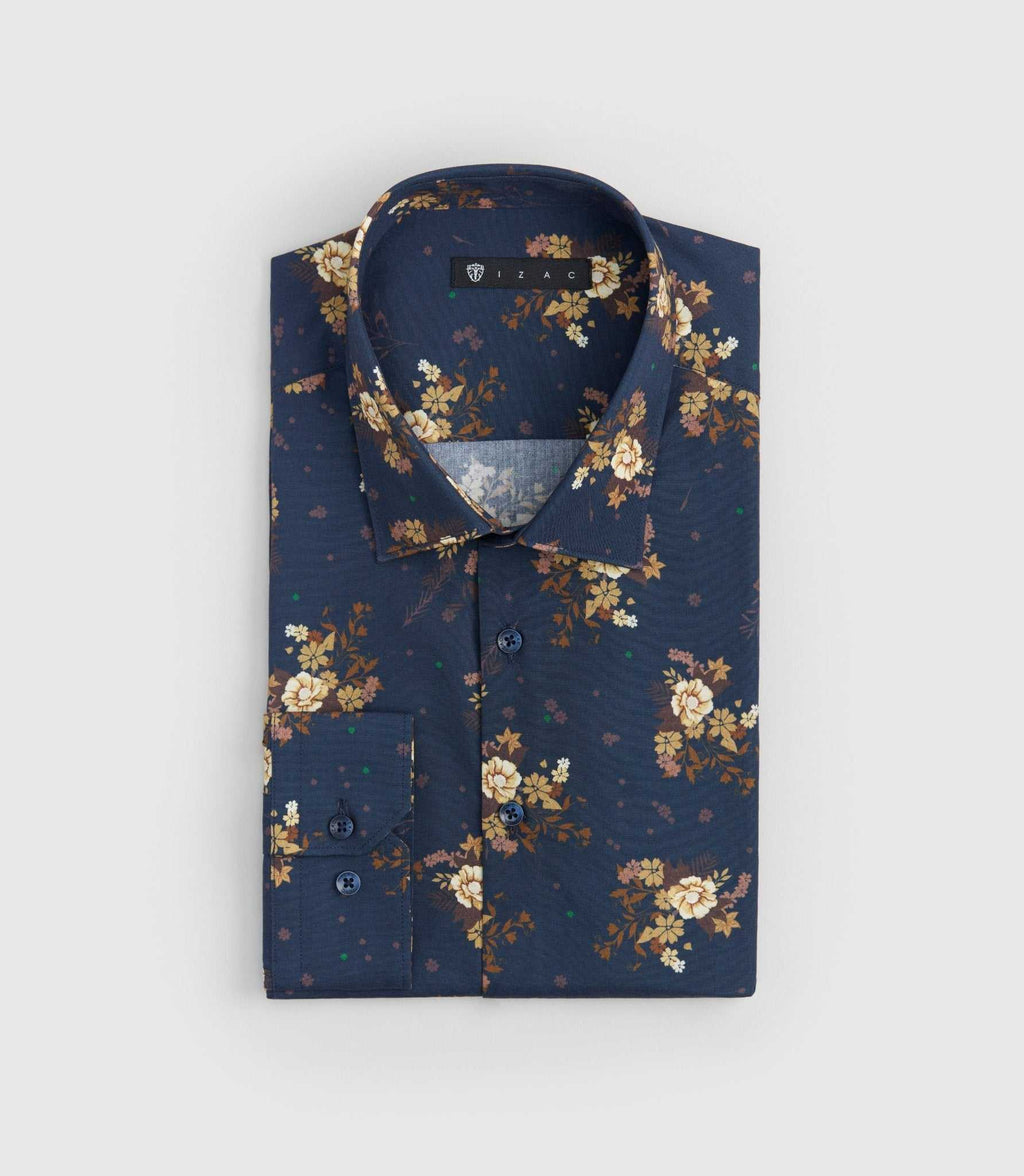 Chemise imprimée marine "Solaire" - IZAC