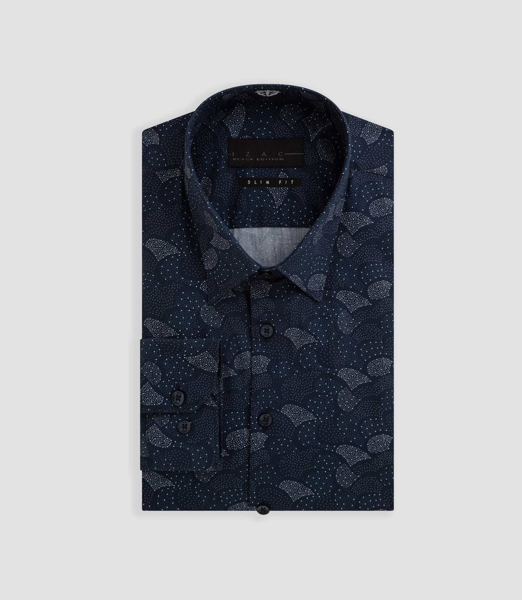 Chemise imprimé géométrique marine "Baptiste" - IZAC