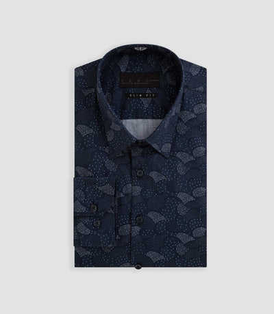 Chemise imprimé géométrique marine "Baptiste" - IZAC