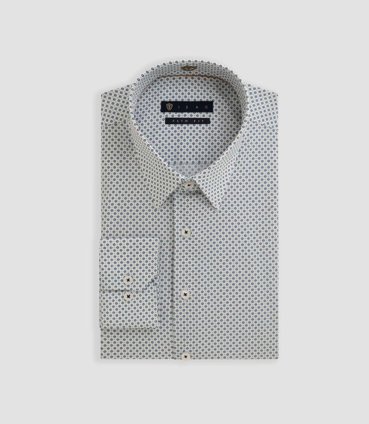 Chemise imprimée blanche - marine "Barthelemy" - IZAC
