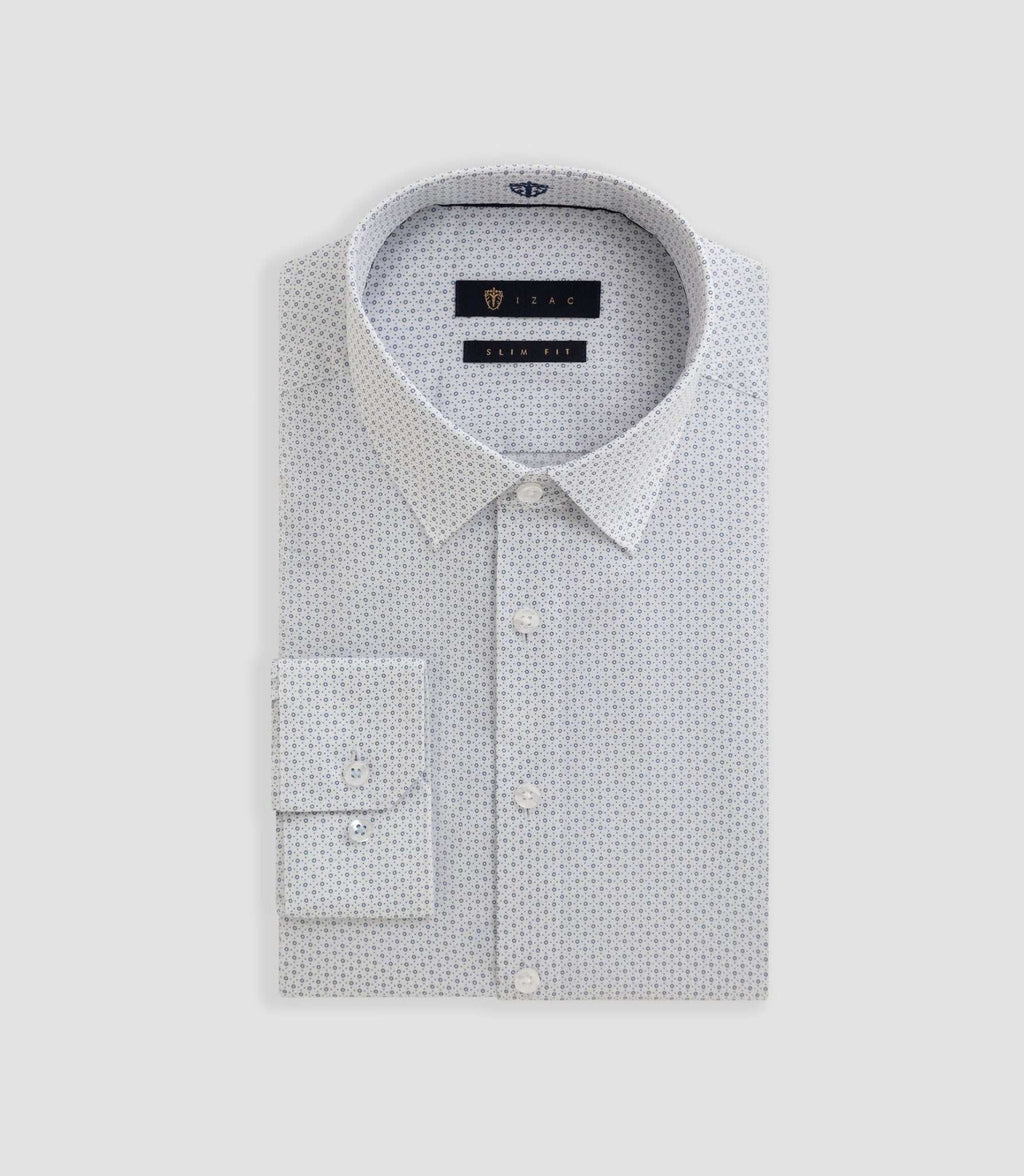 Chemise imprimée micro motif blanche "Bonniface" - IZAC
