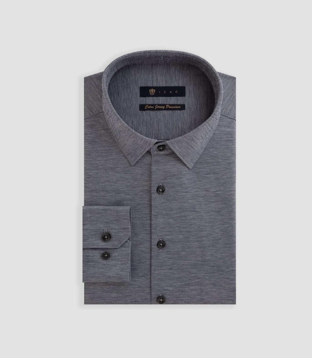 Chemise en jersey de coton anthracite chiné "Dylan" - IZAC