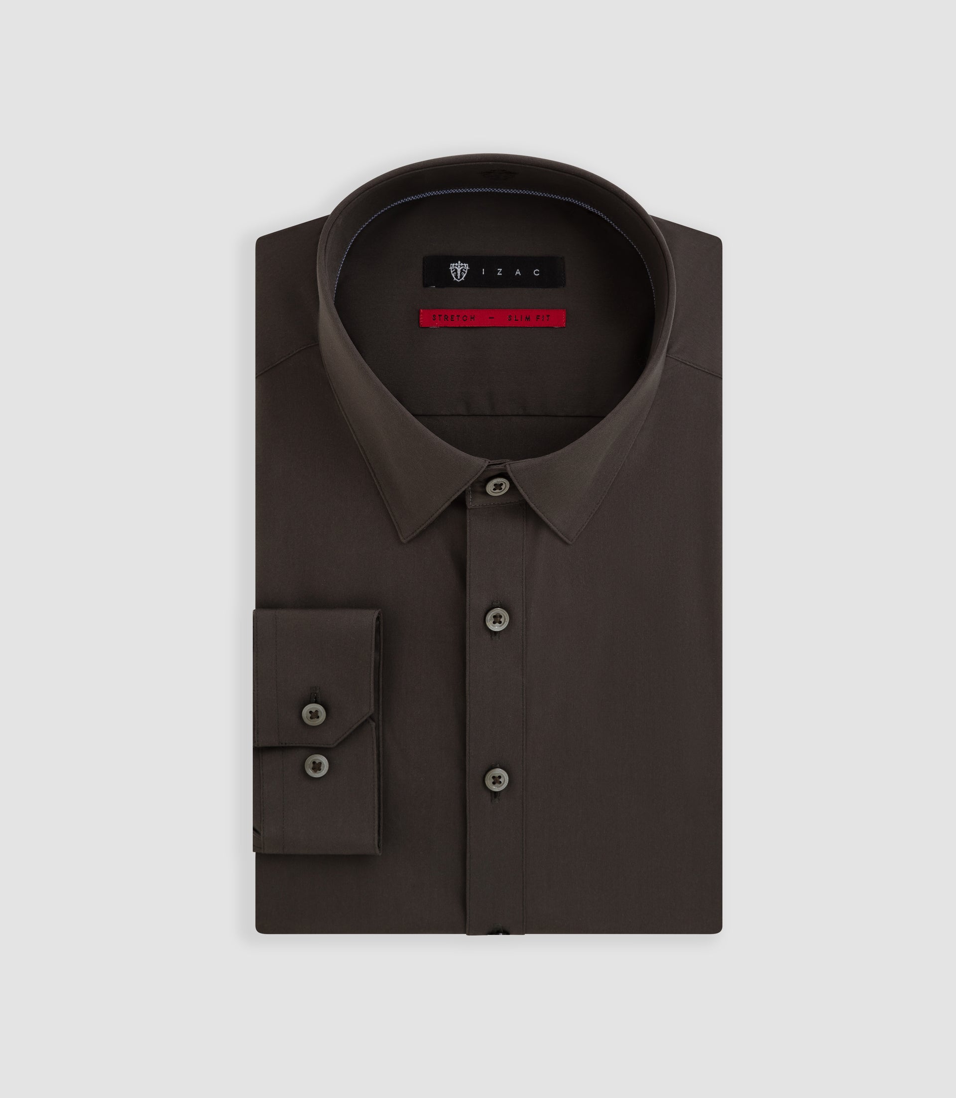 Chemise coton stretch kaki foncé "Malte" - IZAC