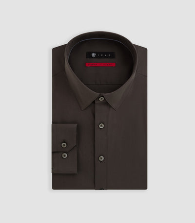 Chemise coton stretch kaki foncé "Malte" - IZAC