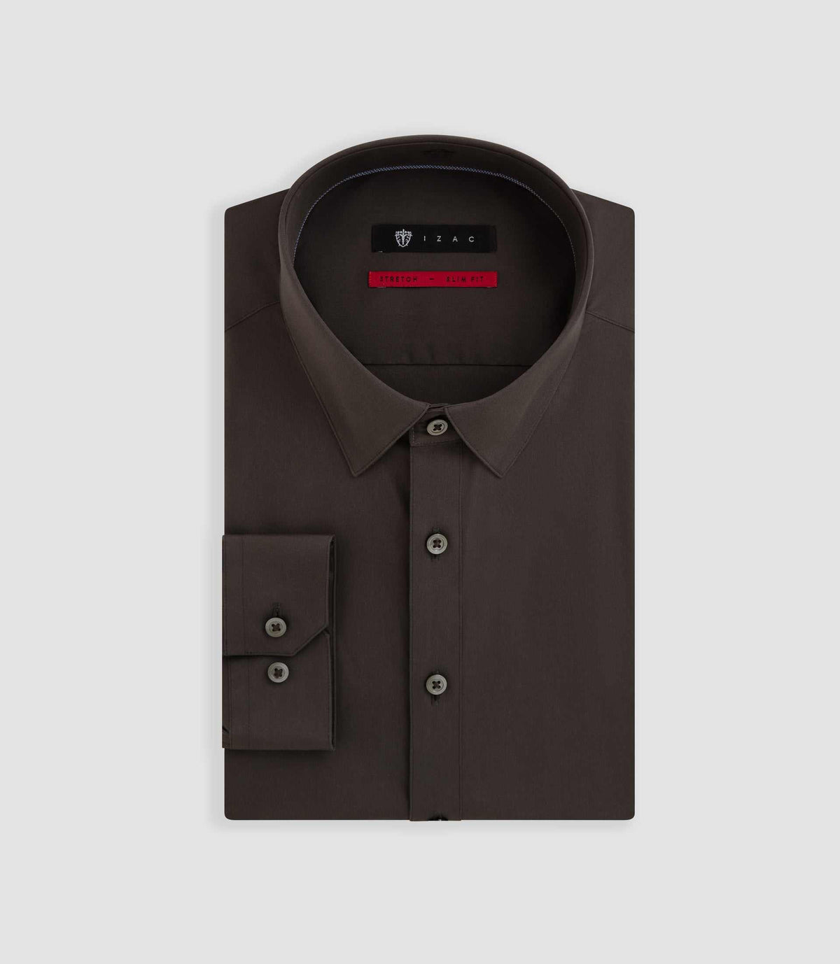 Chemise coton stretch kaki foncé "Malte" - IZAC