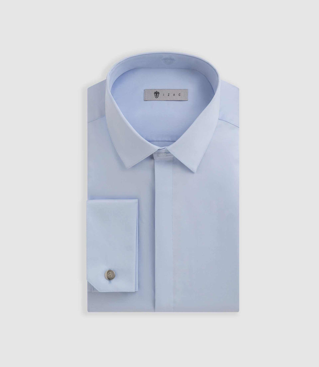 Chemise satin mixte slim ciel "Satinmixteslim coton" - IZAC