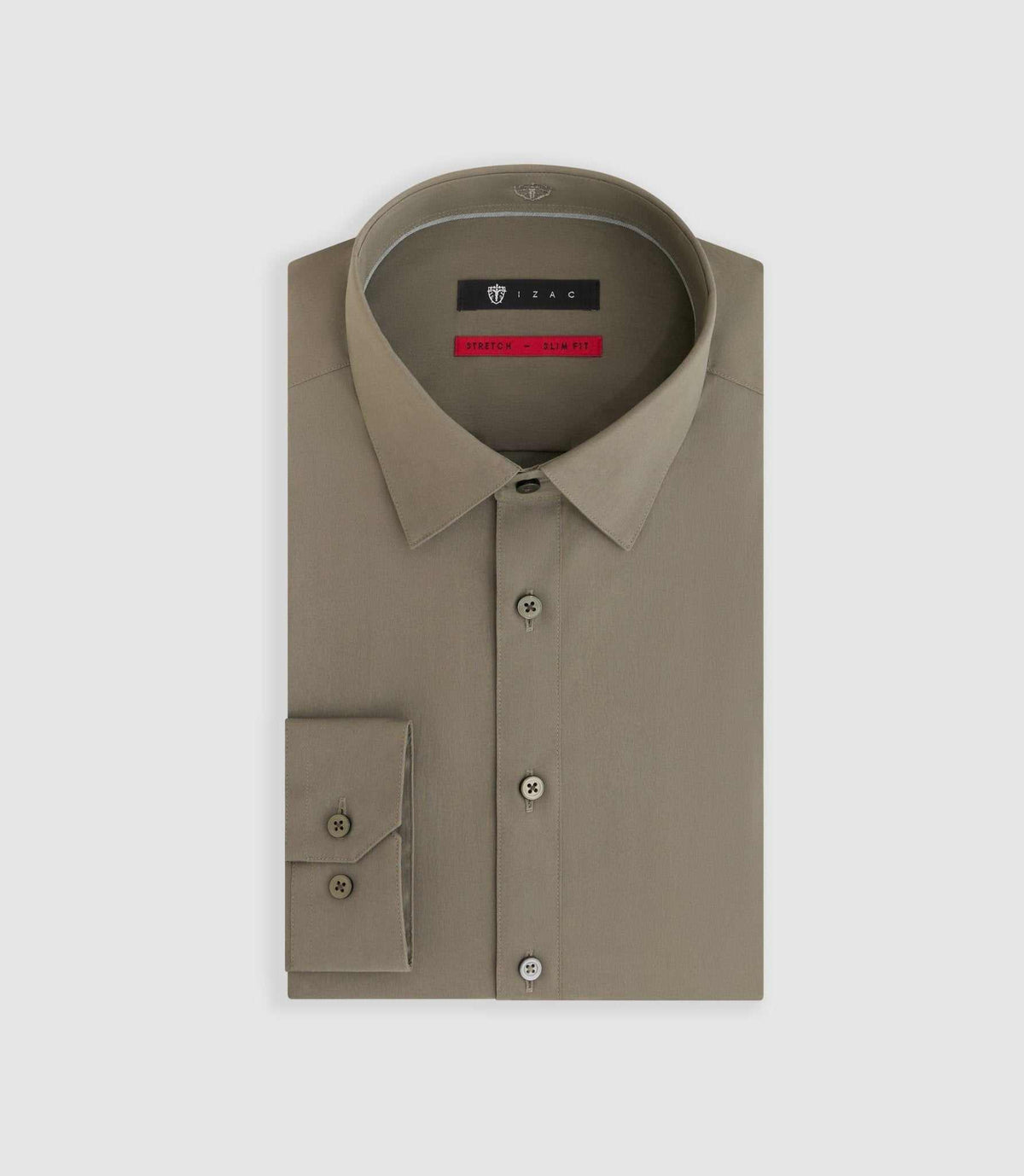 Chemise en popeline stretch kaki clair MALTE - IZAC