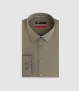 Chemise en popeline stretch kaki clair MALTE2 - IZAC
