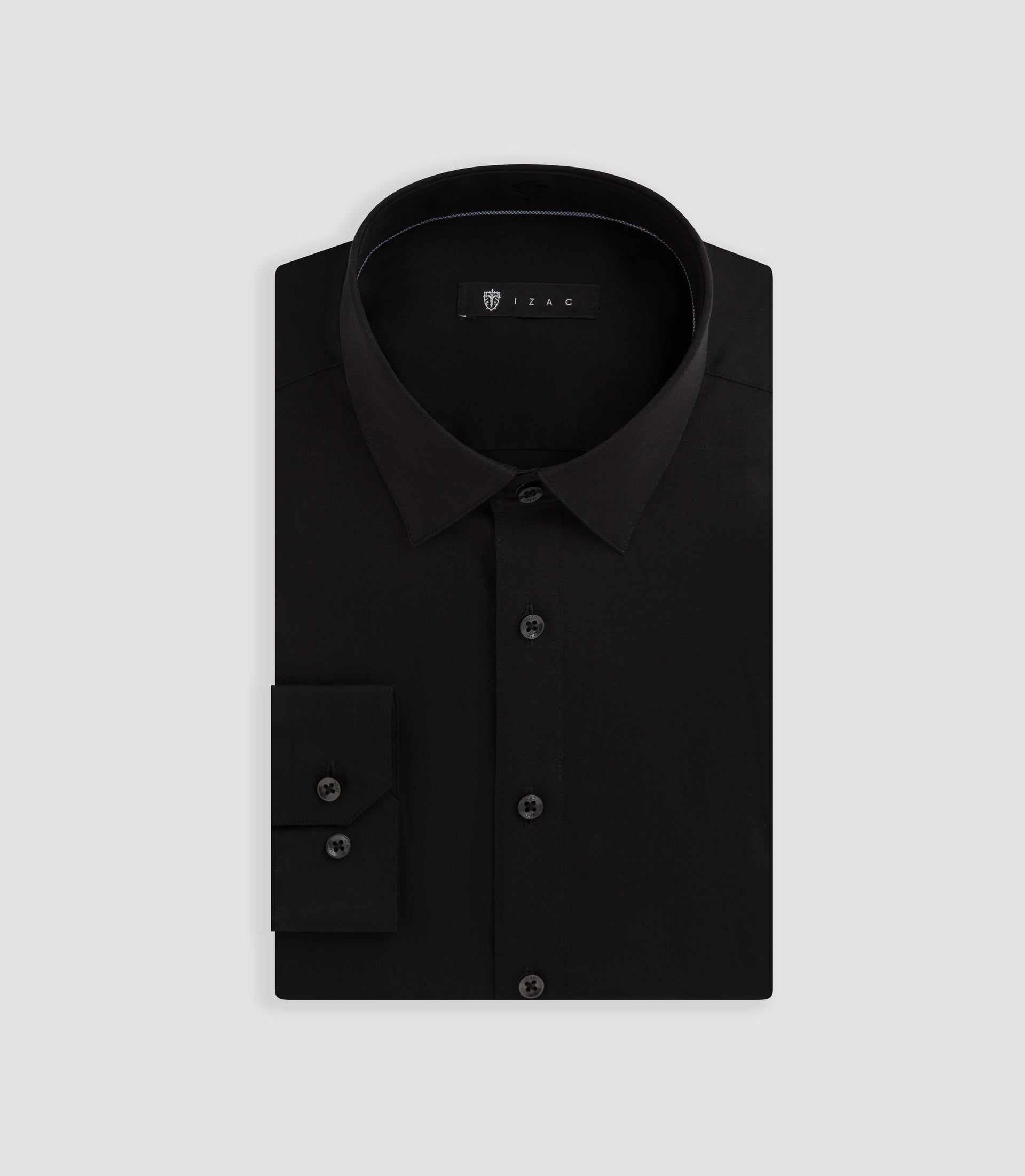 Chemise unie en popeline stretch noir MALTE2 - IZAC