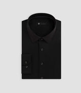 Chemise unie en popeline stretch noir MALTE2 - IZAC
