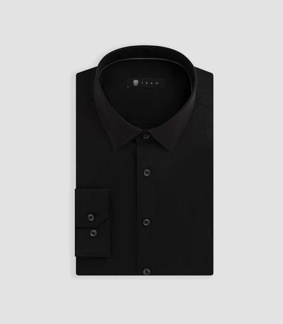 Chemise unie en popeline stretch noir MALTE2 - IZAC