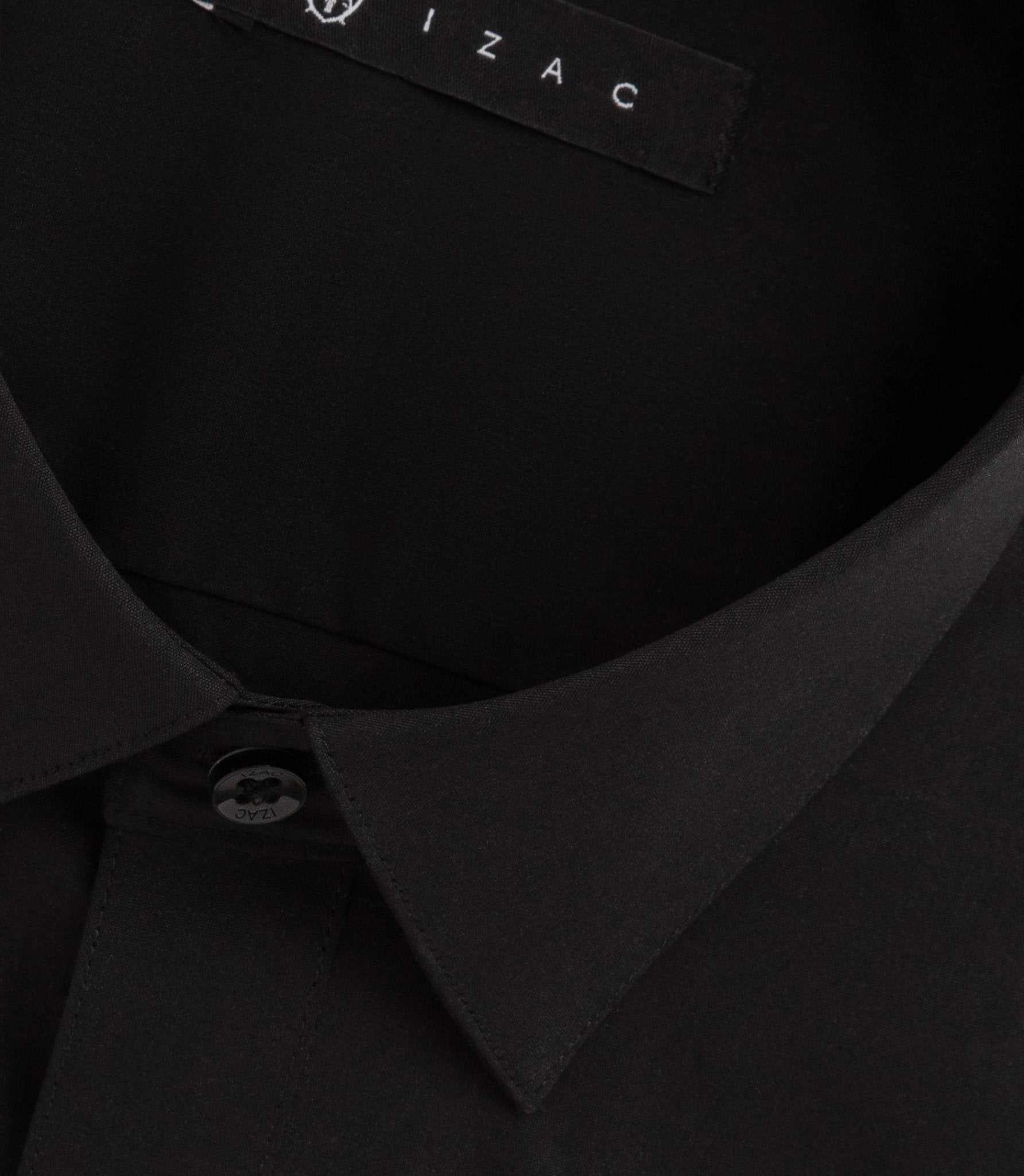 Chemise unie en popeline stretch noir MALTE2 - IZAC