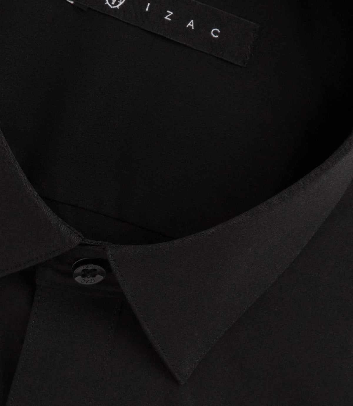 Chemise unie en popeline stretch noir MALTE2 - IZAC