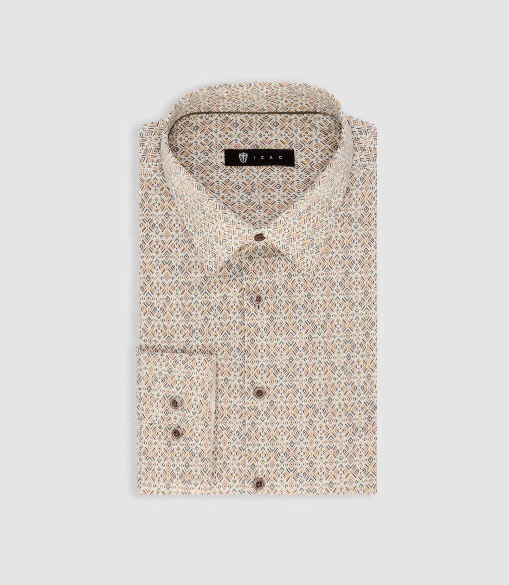 Chemise à imprimé géométrique beige PACCO - IZAC
