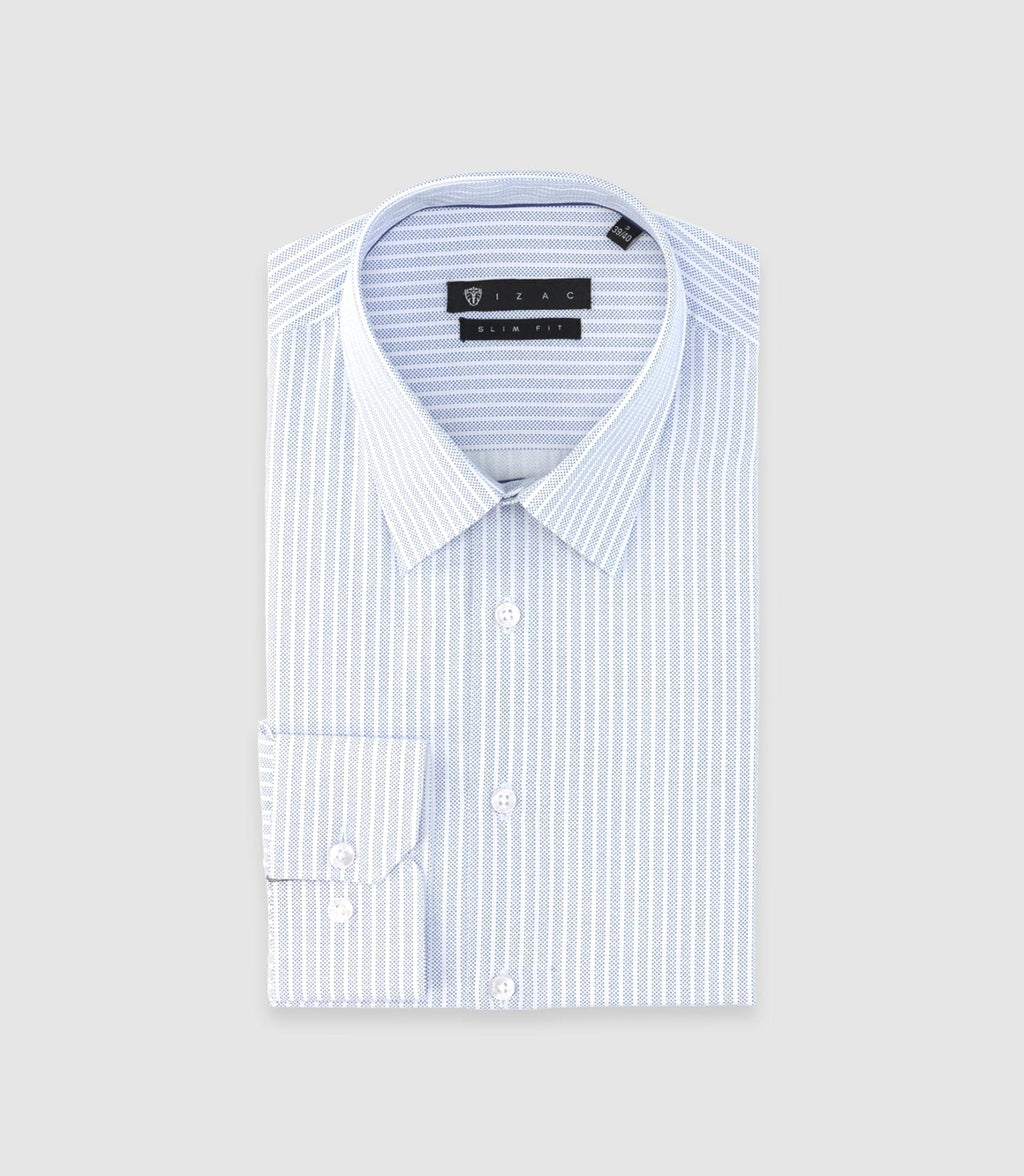 Chemise slim à rayures bleu PALY - IZAC