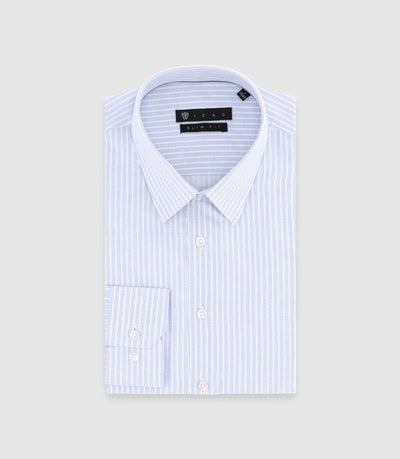 Chemise slim à rayures bleu ciel PALY - IZAC