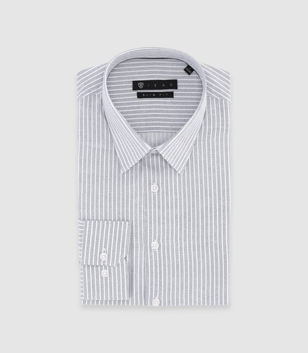 Chemise slim à rayures grise PALY - IZAC