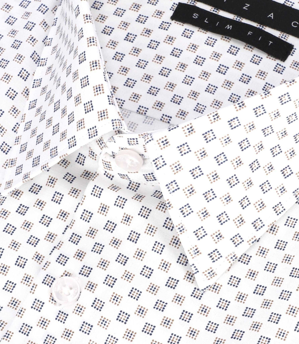 Chemise imprimée micro motifs blanche et beige PAMPA - IZAC