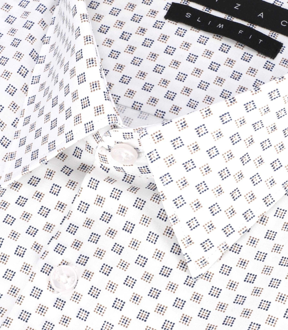 Chemise imprimée micro motifs blanche et beige PAMPA - IZAC