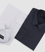 Chemise imprimée micro motifs blanche et beige PAMPA - IZAC