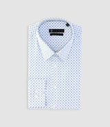 Chemise imprimée micro motifs blanche et bleue PAMPA - IZAC