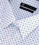 Chemise imprimée micro motifs blanche et bleue PAMPA - IZAC