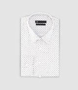 Chemise imprimée micro motifs blanche et camel PAMPA - IZAC