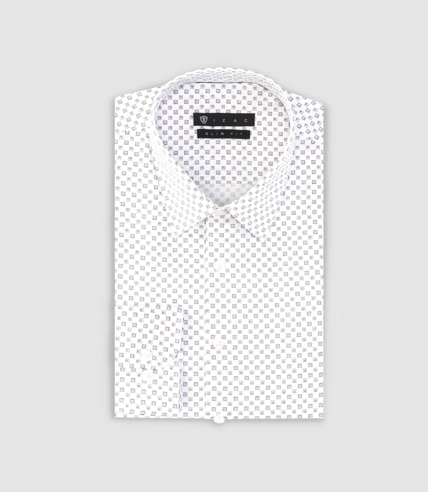 Chemise imprimée micro motifs blanche et camel PAMPA - IZAC