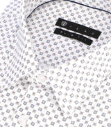 Chemise imprimée micro motifs blanche et camel PAMPA - IZAC