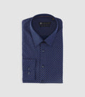 Chemise imprimée micro motifs marine et camel PAMPA - IZAC