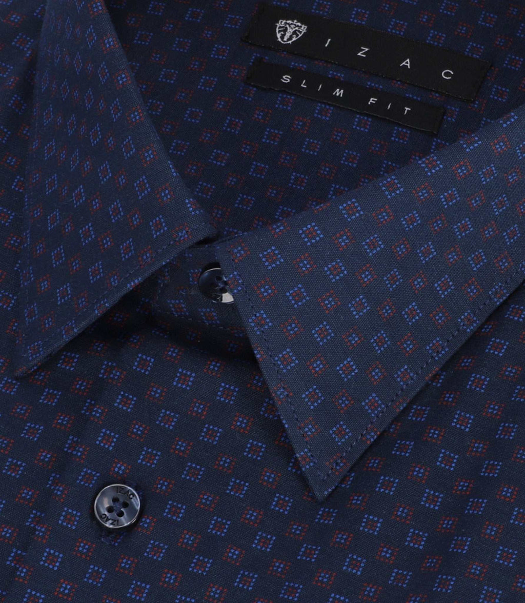 Chemise imprimée micro motifs marine et rouge PAMPA - IZAC