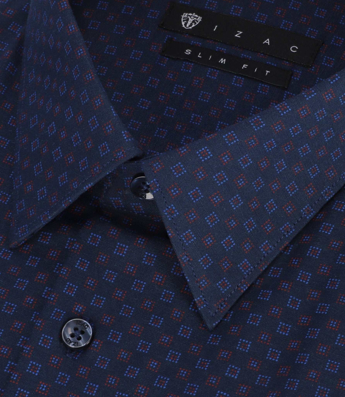 Chemise imprimée micro motifs marine et rouge PAMPA - IZAC