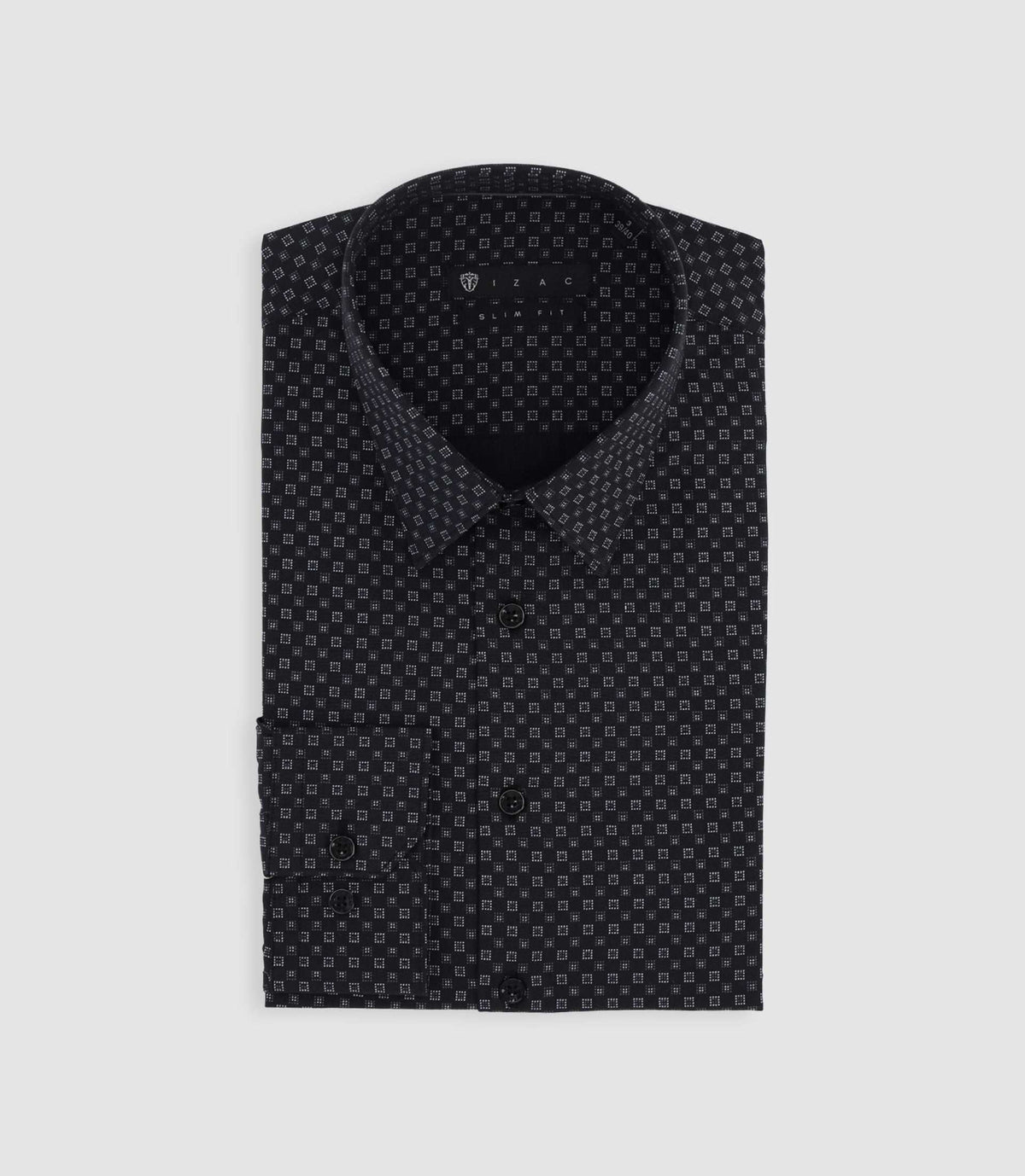 Chemise imprimée micro motifs noire et grise PAMPA - IZAC