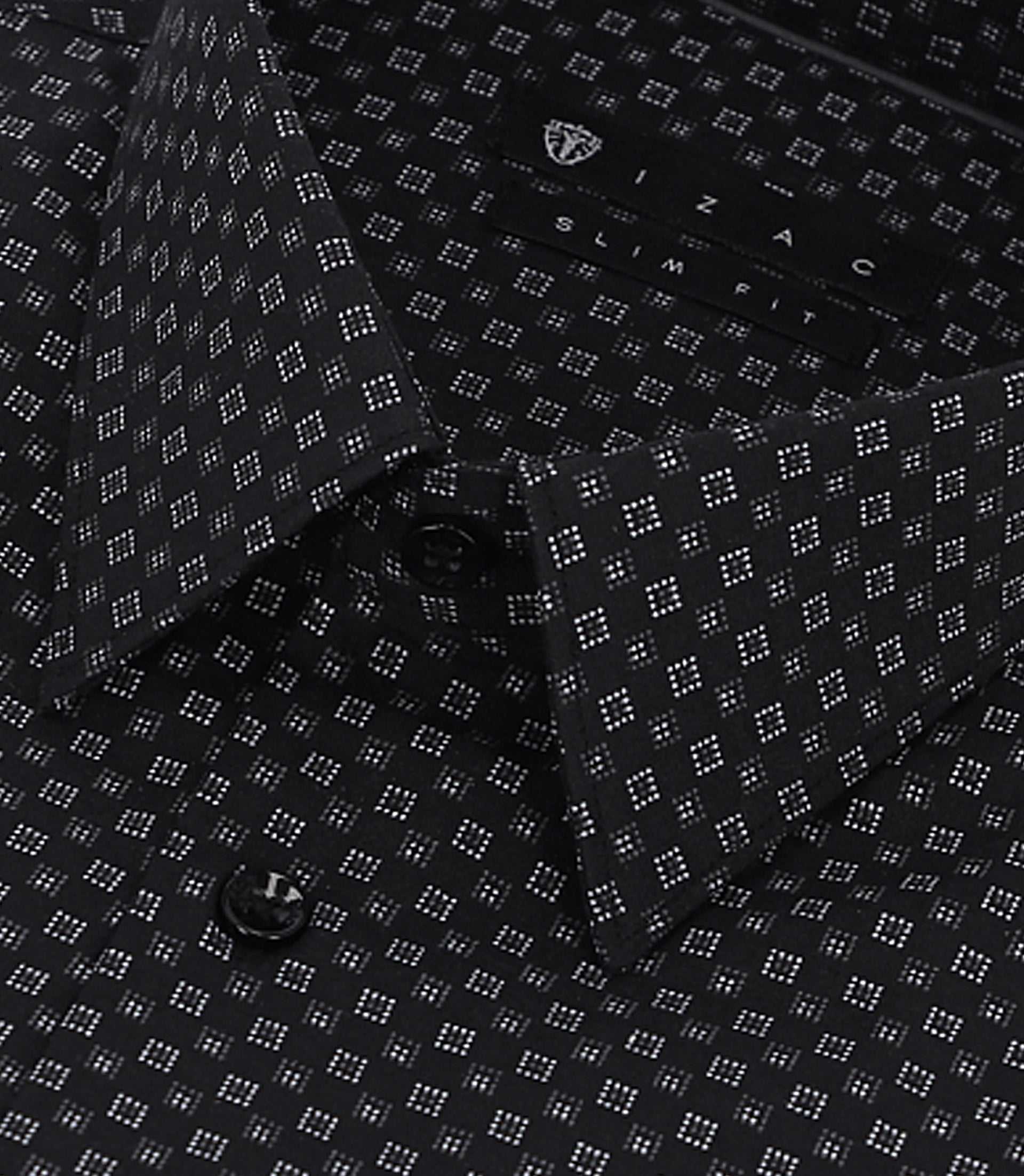 Chemise imprimée micro motifs noire et grise PAMPA - IZAC