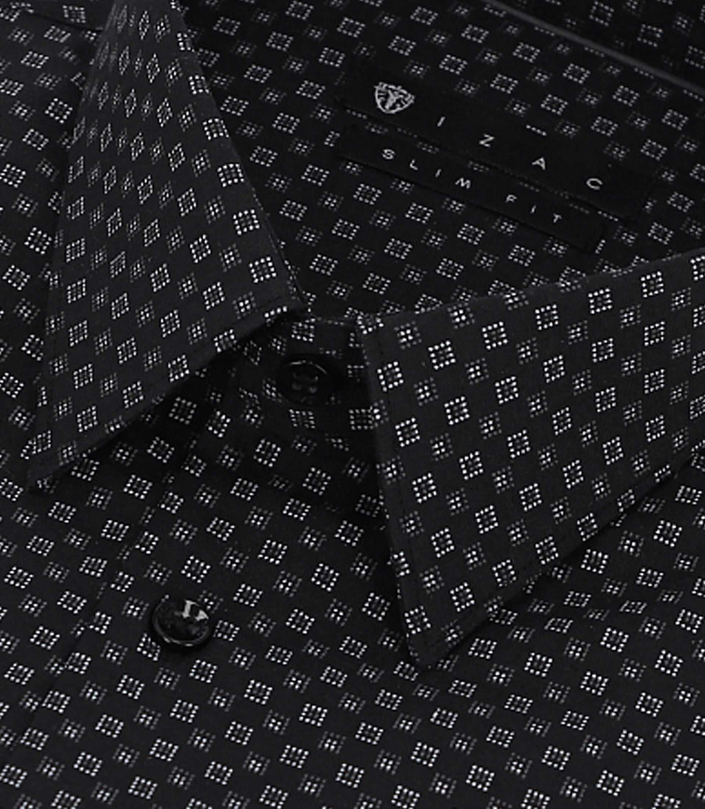 Chemise imprimée micro motifs noire et grise PAMPA - IZAC