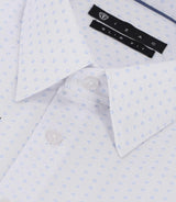 Chemise imprimée micro motifs blanche et bleu PAOLINO - IZAC