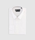Chemise imprimée micro motifs blanche et camel PAOLINO - IZAC