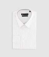 Chemise imprimée micro motifs blanche et camel PAOLINO - IZAC