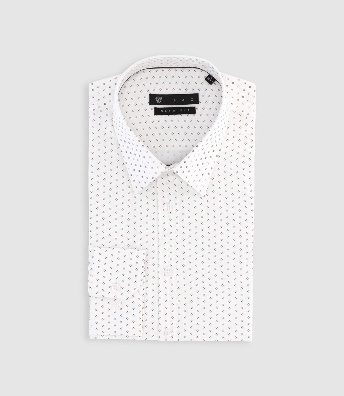 Chemise imprimée micro motifs blanche et camel PAOLINO - IZAC