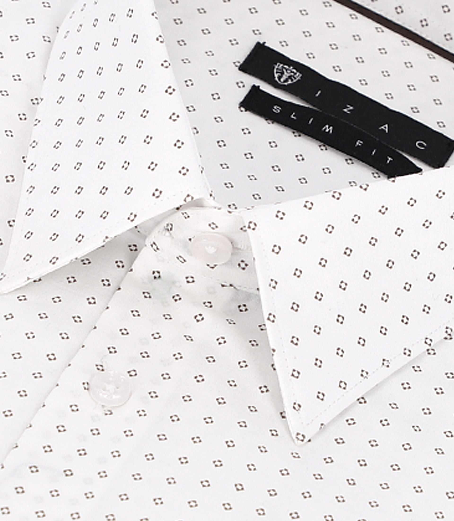 Chemise imprimée micro motifs blanche et camel PAOLINO - IZAC