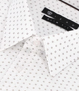 Chemise imprimée micro motifs blanche et camel PAOLINO - IZAC