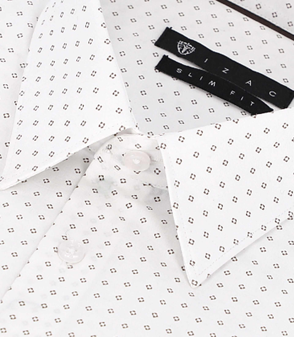 Chemise imprimée micro motifs blanche et camel PAOLINO - IZAC