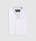 Chemise imprimée micro motifs blanche et marine PAOLINO - IZAC