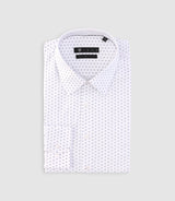 Chemise imprimée micro motifs blanche et marine PAOLINO - IZAC